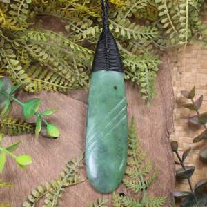 NZ Greenstone Large Roimata Pendant (CB072) Hapopo Pounamu
