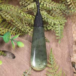 NZ Greenstone Large Roimata Pendant (BX972) Rimu Pounamu