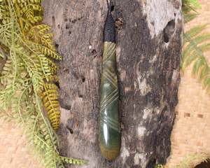 NZ Greenstone XXLarge Roimata Pendant (BH419) Totoweka Pounamu
