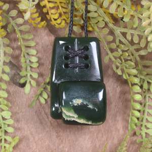 NZ Greenstone Boxing Glove Pendant (CA898) Flower Jade Pounamu