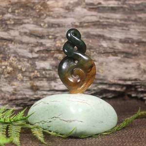 NZ Greenstone Koru Twist Sculpture (CB544) Flower Jade Pounamu