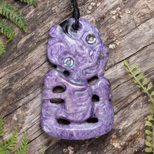 Hei Tiki: Charoite Large Hei Tiki Pendant (CB533)
