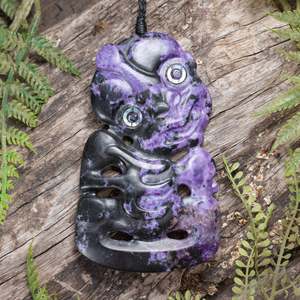 Hei Tiki: Charoite XLarge Hei Tiki Pendant (CB531)