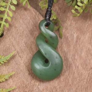 NZ Greenstone Small Twist Pendant (BX753) Hapopo Pounamu
