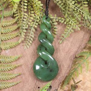 NZ Greenstone XLarge Twist Pendant (CA926) Hapopo Pounamu