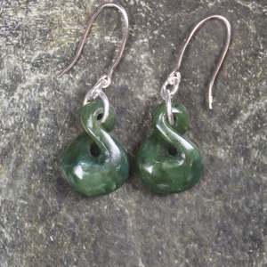 NZ Greenstone Twist Earrings (BW644) Kawakawa Pounamu