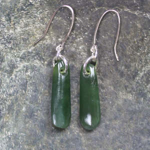 NZ Greenstone XSmall Roimata Earrings (CB013) Kawakawa Pounamu