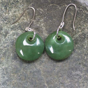 NZ Greenstone Small Porowhita Earrings (CB355) Hapopo Pounamu