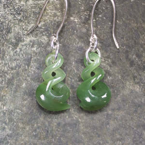 NZ Greenstone XSmall Twist Earrings (CC032) Hapopo Pounamu