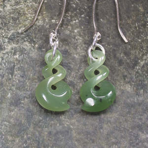 NZ Greenstone XSmall Twist Earrings (CC029) Hapopo Pounamu