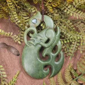 NZ Greenstone XLarge Manaia Pendant (CC259) Raukaraka Pounamu