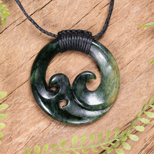 NZ Greenstone Medium Koru Pendant (BT864) Flower Jade Pounamu