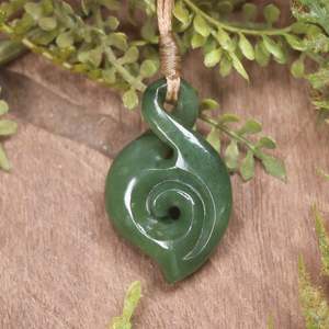 NZ Greenstone Small Koru Twist Pendant (CC230) Hapopo Pounamu