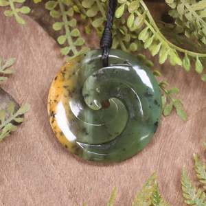 NZ Greenstone Medium Koru Pendant (CB678) Flower Jade Pounamu