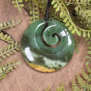 NZ Greenstone Medium Koru Pendant (CB819) Flower Jade Pounamu