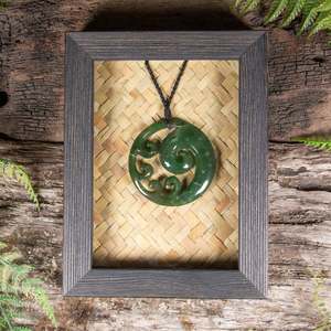 NZ Greenstone Framed Koru Pendant (CA504) Hapopo Pounamu