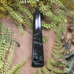 NZ Greenstone Large Toki Pendant (CB192) Kawakawa Pounamu