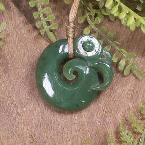 NZ Greenstone Small Koropepe Pendant (CA137) Hapopo Pounamu