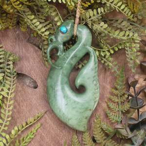 NZ Greenstone XLarge Manaia Pendant (CC223) Raukaraka Pounamu