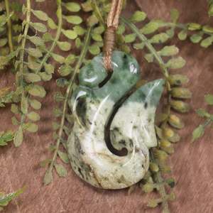 NZ Greenstone Small Manaia Pendant (CA456) Flower Jade Pounamu