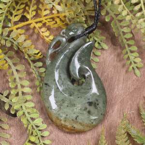 NZ Greenstone Medium Manaia Pendant (CA711) Flower Jade Pounamu