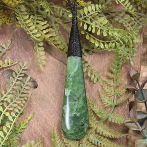 NZ Greenstone Large Roimata Pendant (CB920) Hapopo Pounamu