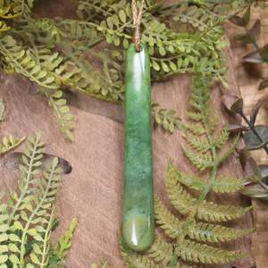 NZ Greenstone Large Roimata Pendant (BX557) Raukaraka Pounamu