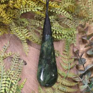 NZ Greenstone XLarge Roimata Pendant (CB843) Kawakawa Pounamu