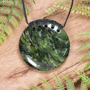 NZ Greenstone Large Porowhita Pendant (BM666) Douglas Creek Pounamu
