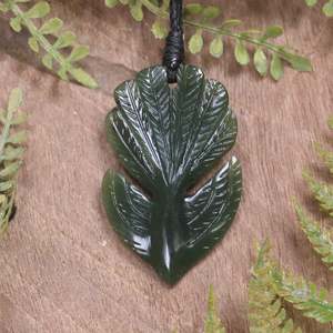 NZ Greenstone Small Pīwakawaka Fantail Pendant (CB872) Kawakawa Pounamu