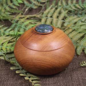 Moss Agate NZ Wood Container (CC070)