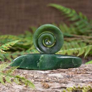 NZ Greenstone Koru Sculpture (CB556) Hapopo Pounamu