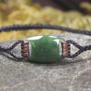 NZ Greenstone Adjustable Cord Bracelet (BT074) Hapopo Pounamu