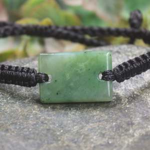 NZ Greenstone Adjustable Cord Bracelet (BX309) Hapopo Pounamu