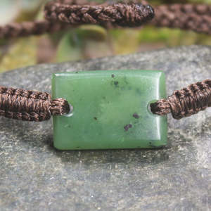 NZ Greenstone Adjustable Cord Bracelet (BX308) Hapopo Pounamu