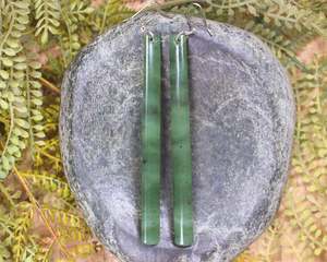 NZ Greenstone XLarge Roimata Earrings (BN710) Hapopo Pounamu