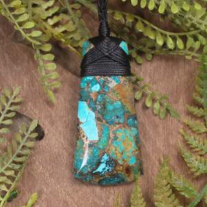 Kingman Turquoise with Bronze Medium Toki Pendant (CC077)