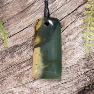 NZ Greenstone Small Freeform Toki Pendant (CA760) Flower Jade Pounamu