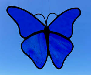 Stained Glass Blue Butterfly