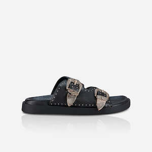 Eastwood Stud Slide | Black/Gold
