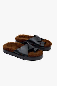 Womens Footwear: Herman Sandal - Black/Chocolate