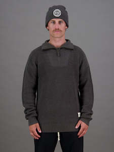Mens Outerwear: Deep Sea Zip Knit  - Black Olive