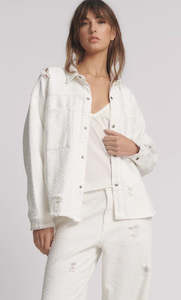 Womens Outerwear: ONE TEASPOON Daria Denim Shacket | Textured White