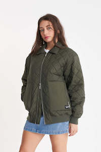 HUFFER Quilted Longline Bomber Jacket | Cypress