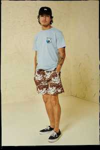 Men S Bottoms: BRIXTON Voyage Hybrid Short | Sepia Umbrella Scene