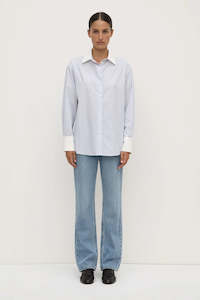 Womens Assembly Label: ASSEMBLY LABEL Alec Poplin Stripe Shirt | Blue/White Stripe