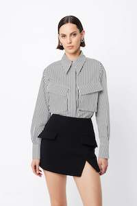 MOSSMAN Tudor Shirt | Black & White Stripe