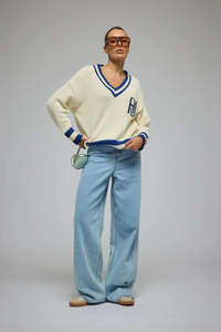 ARAMINTA JAMES AJ V-Neck Knit Sweater | Coconut