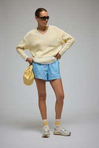 ARAMINTA JAMES AJ V-Neck Knit Sweater | Lemon Cream