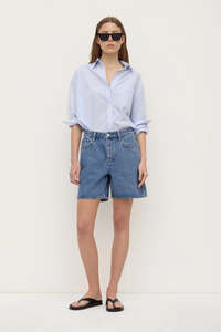 ASSEMBLY LABEL Mid Rise Vintage Denim Short | Dark Stone